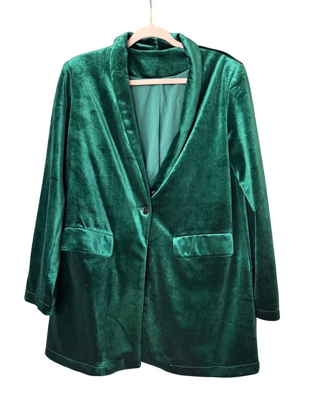 Emerald Green Velvet Blazer Jacket - Women's